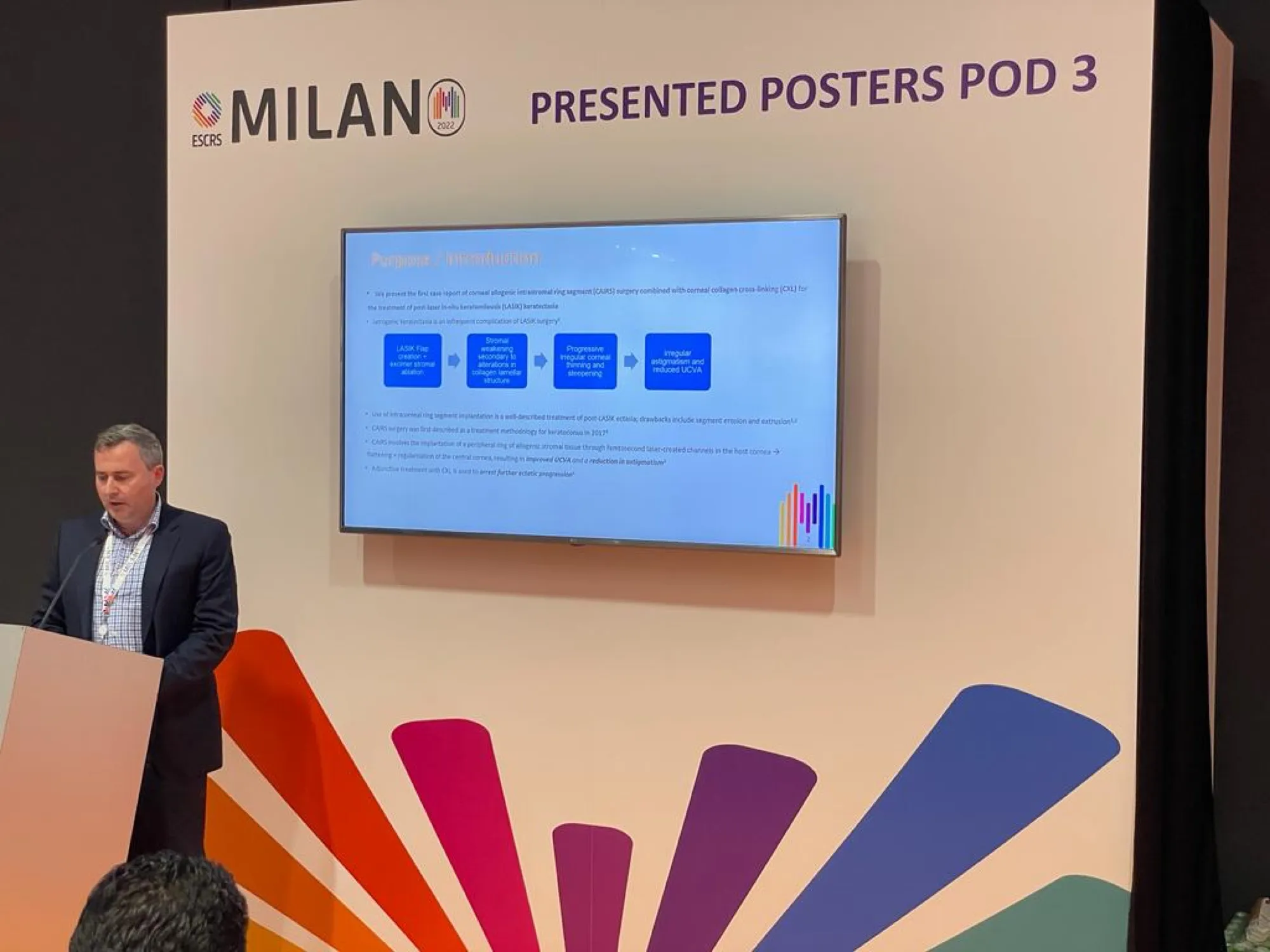 Presented poster at ESCRS Milan 2022 reporting CAIRS combined with cross-linking for post-LASIK keratectasia.