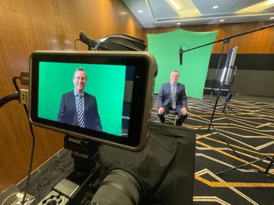 Dr David Gunn recording a teaching session in the congress education studio at the APACRS 2023 Annual Meeting in Singapore.