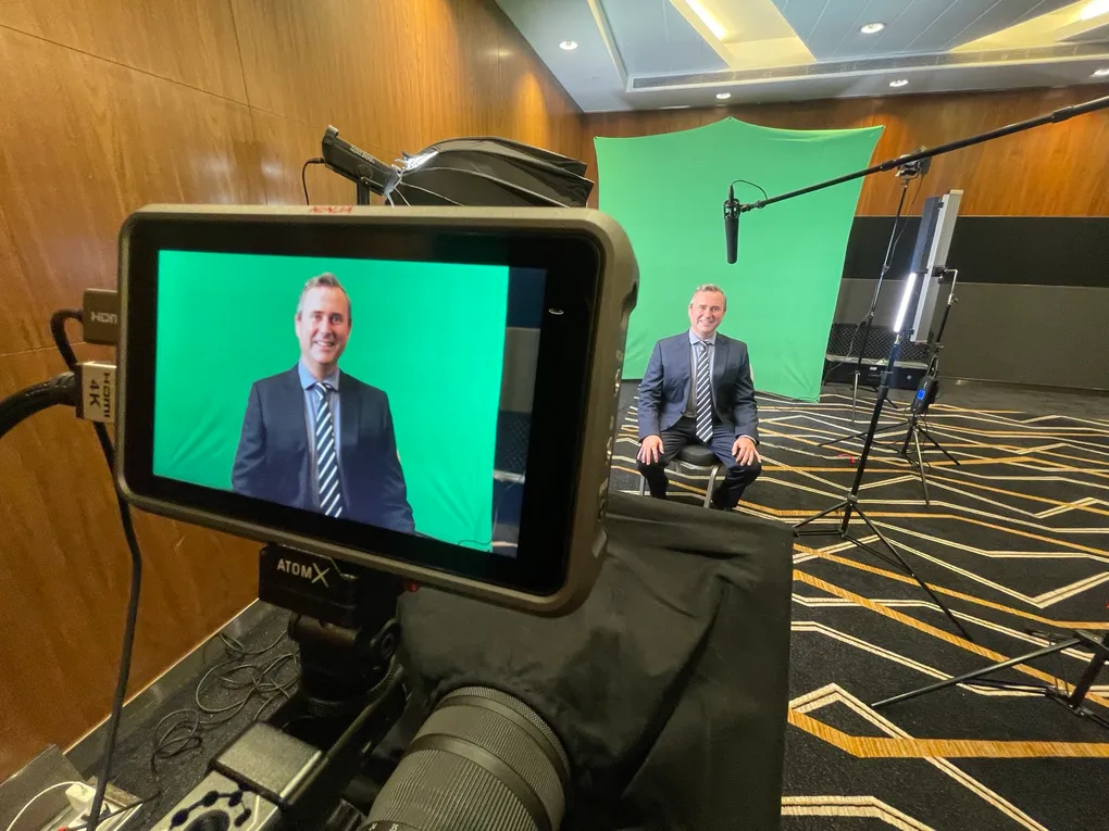 Dr David Gunn recording a teaching session in the congress education studio at the APACRS 2023 Annual Meeting in Singapore.