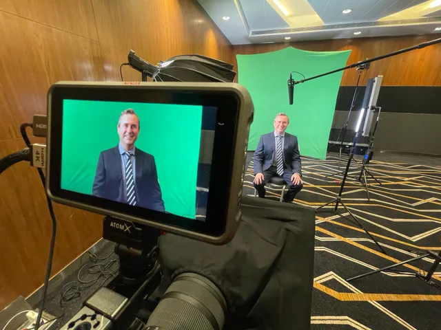 Dr David Gunn recording an education session in the congress studio at APACRS 2023 in Singapore.