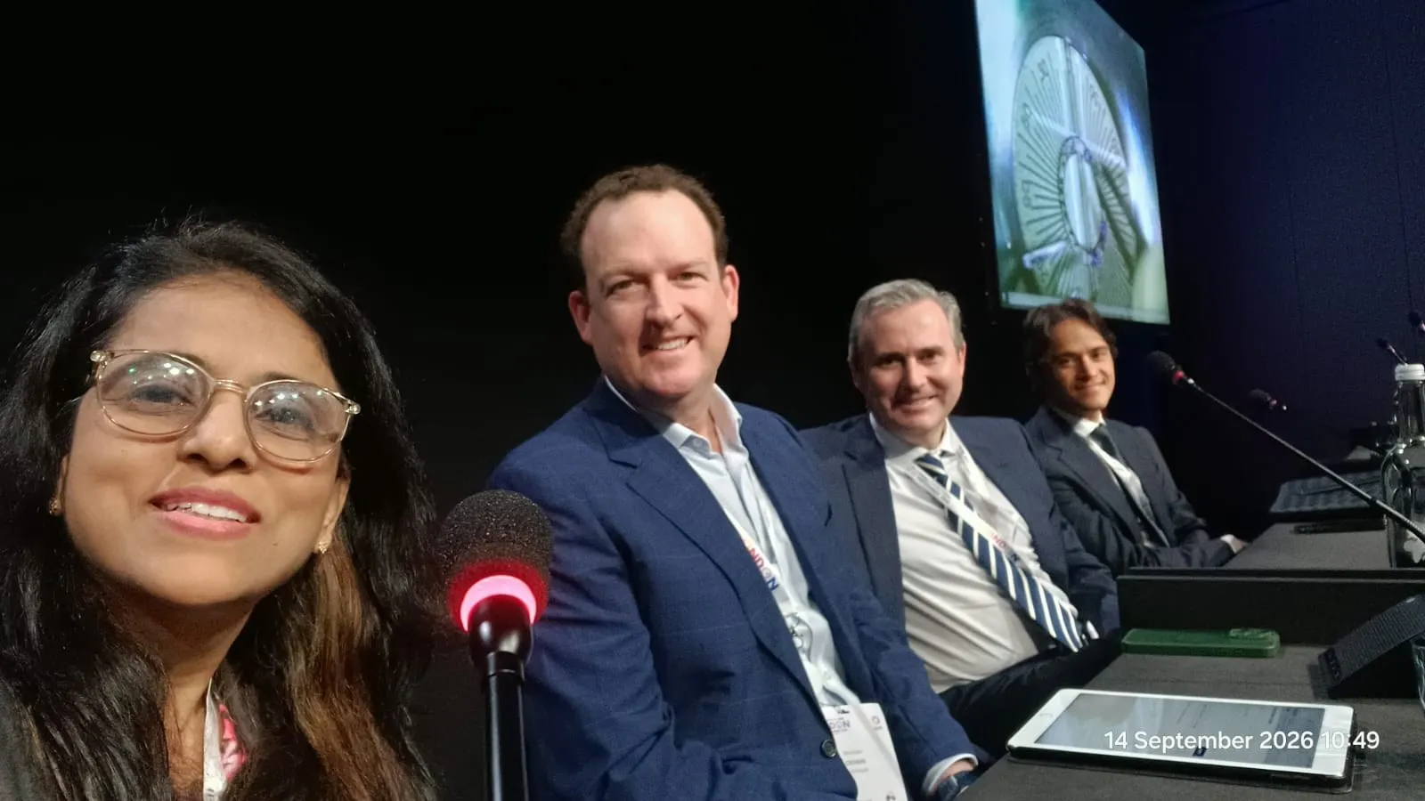 Dr David Gunn and Dr Brendan Cronin at the panel table during Transitioning to CAIRS at ESCRS 2026, in Dr Soosan Jacob's selfie with Dr Bader Khayat.