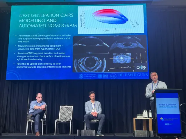 Dr David Gunn presenting Next Generation CAIRS Modelling and Automated Nomogram at the RANZCO Queensland Branch ASM 2025.